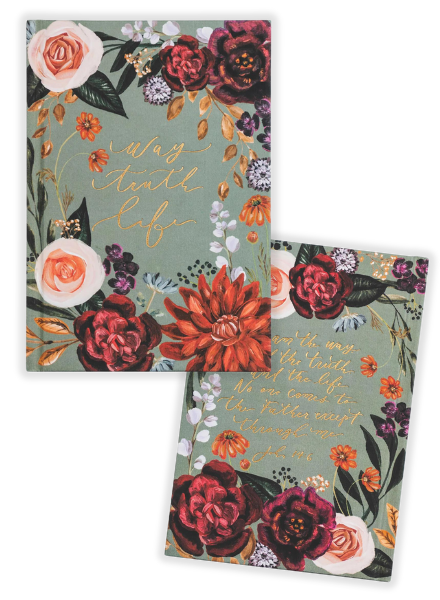 Floral Notebooks with Gold Bible Verses