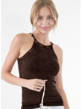 Vintage Wash Highneck Ribbed Tank