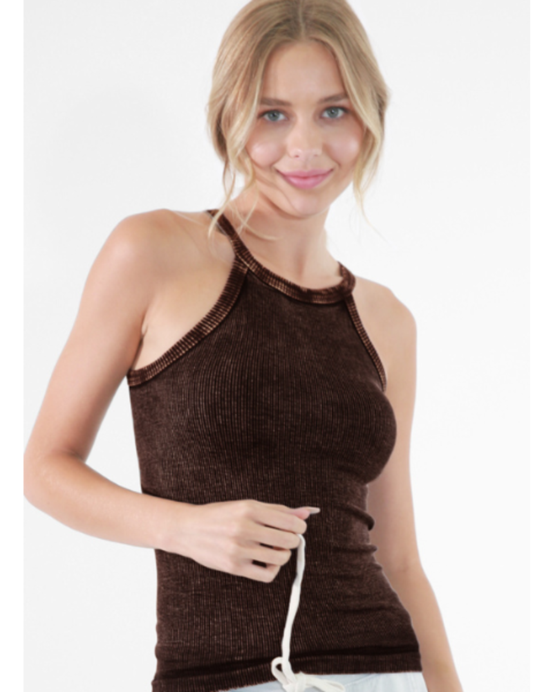 Vintage Wash Highneck Ribbed Tank