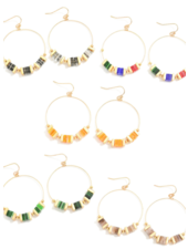 Square Beaded Hoop Earrings