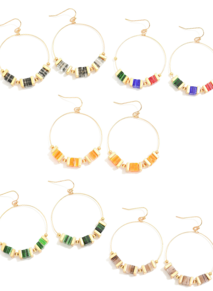 Square Beaded Hoop Earrings