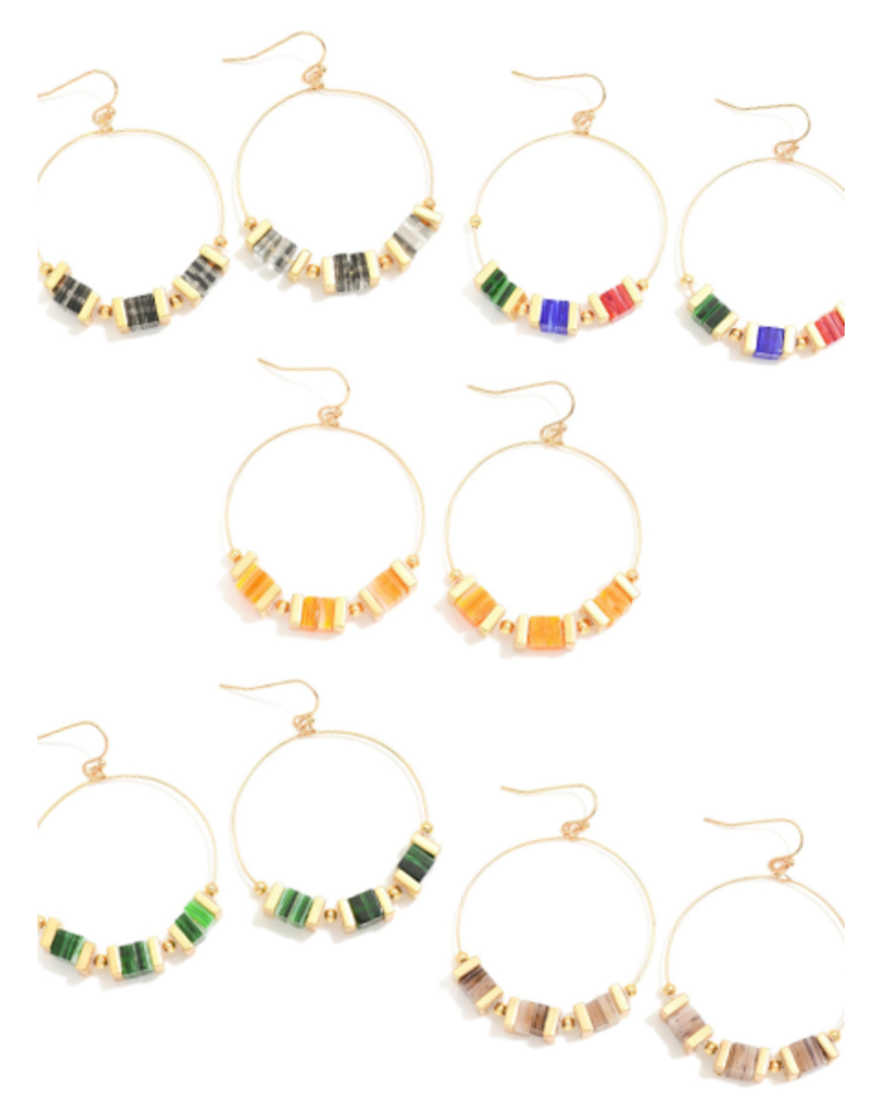 Square Beaded Hoop Earrings