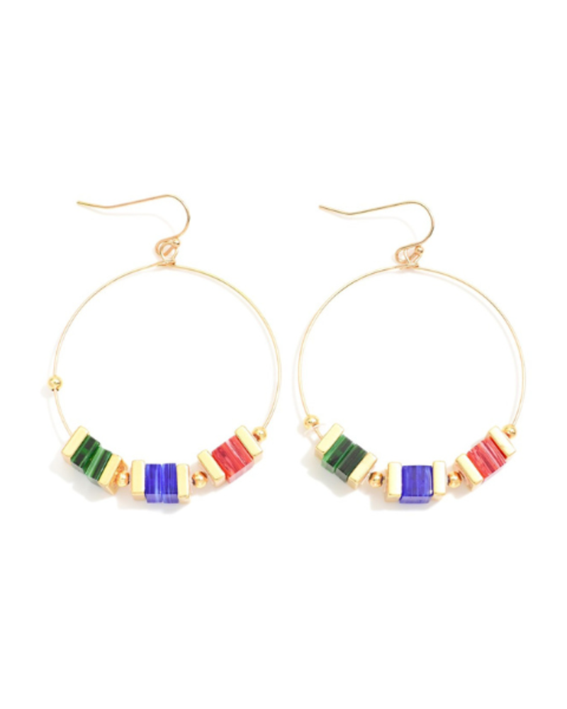 Square Beaded Hoop Earrings