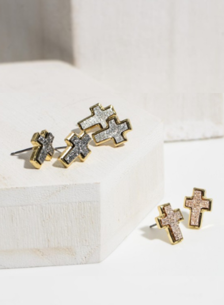 Druzy Cross Post Earrings