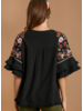 Double Ruffle Embroidered Sleeve Top