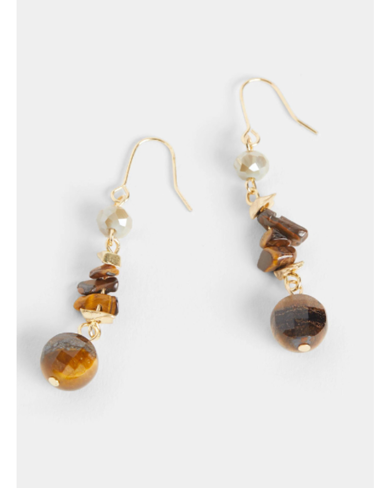 Beaded Stone Dangle Earrings