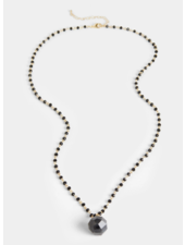 Beaded Chain Necklace with Chunky Stone