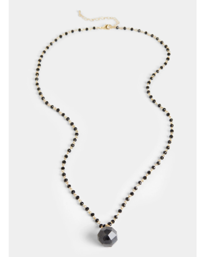 Beaded Chain Necklace with Chunky Stone