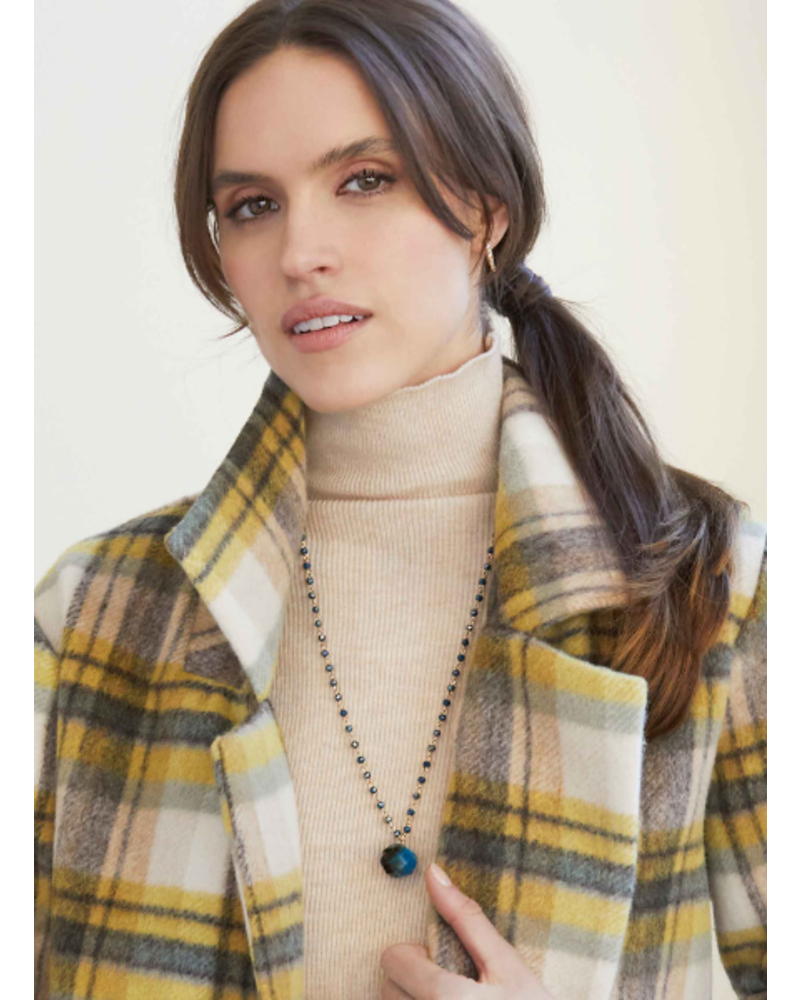 Beaded Chain Necklace with Chunky Stone