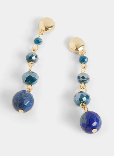 Gold Tone Beaded Drop Earrings