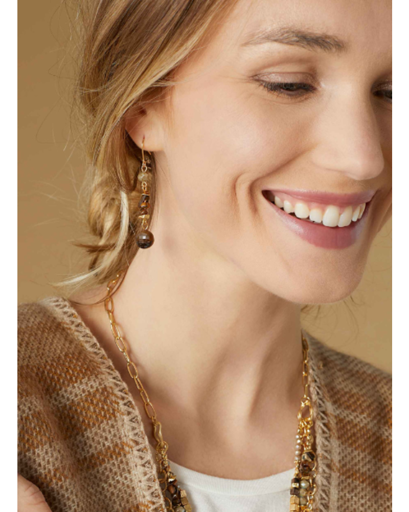 Beaded Stone Dangle Earrings