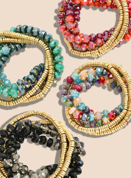 Set of 5 Multicolor Stretchy Bracelets