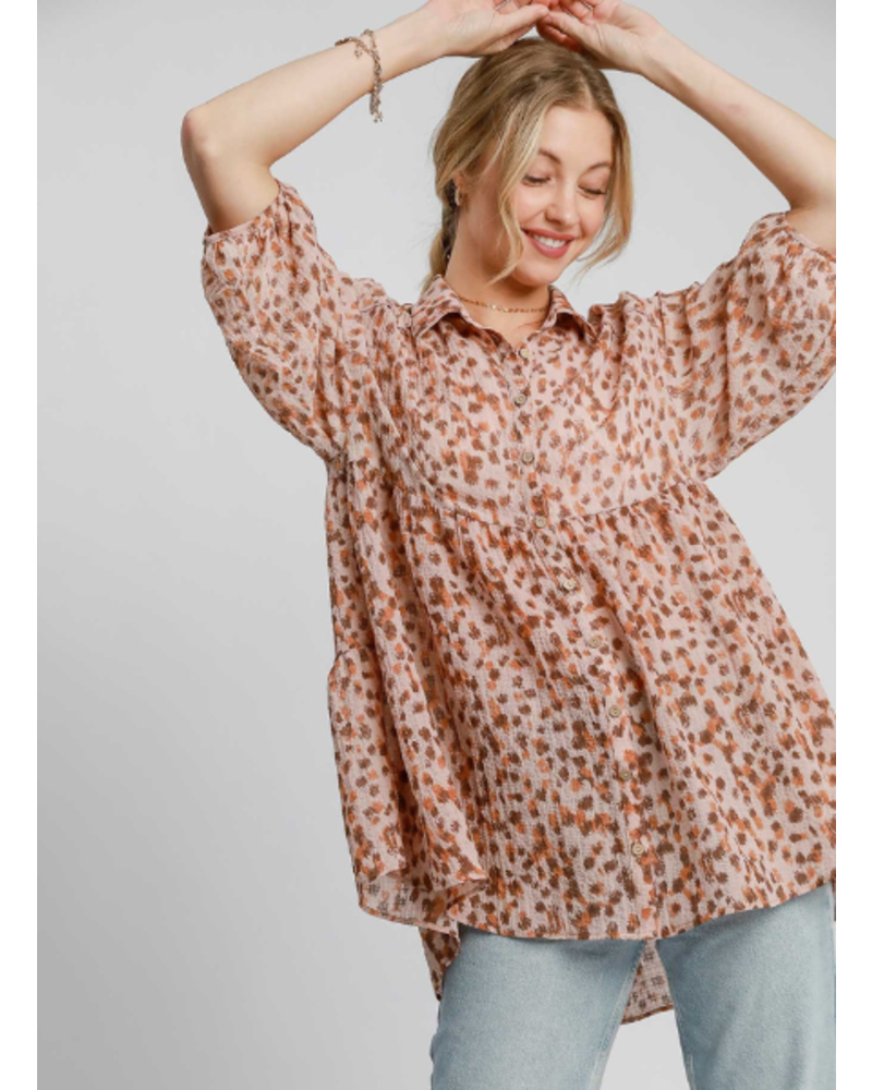 Animal Printed Babydoll Top