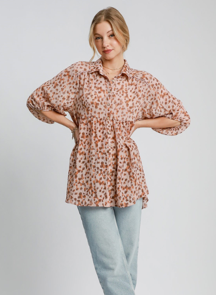 Animal Printed Babydoll Top