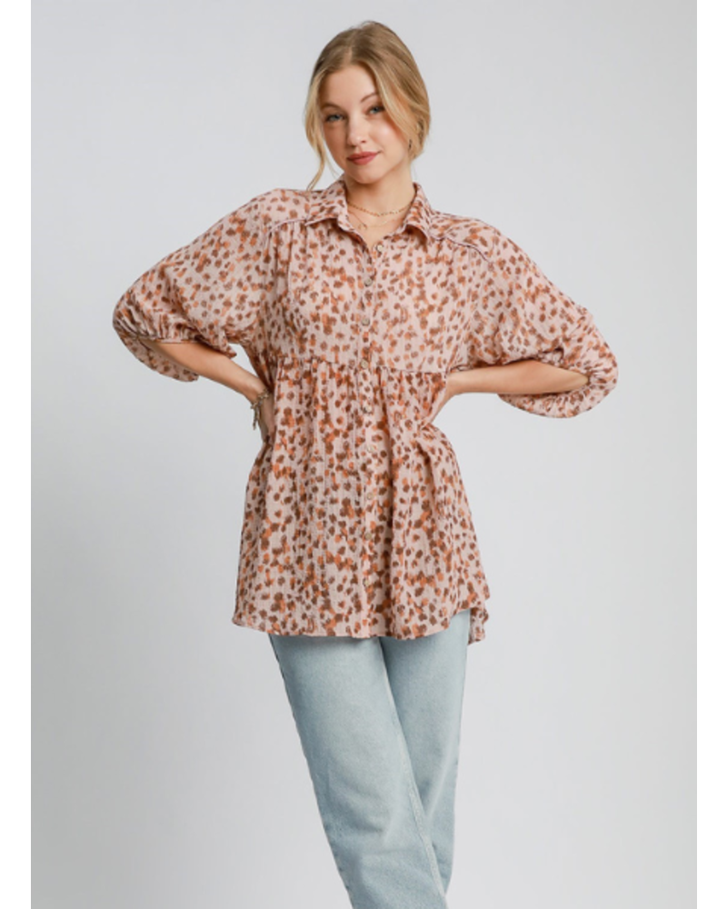 Animal Printed Babydoll Top