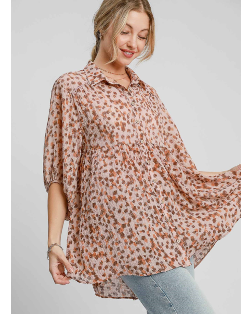 Animal Printed Babydoll Top