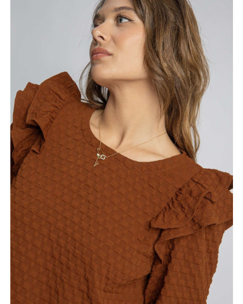 Textured Jacquard Ruffle Top - Trader Rick's for the artful woman Textured Jacquard Ruffle Top - Trader Rick's for the artful woman