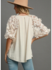 3D Floral Cutout Sleeve V-Neck Top