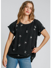 Frayed Top with Embroidered Bows