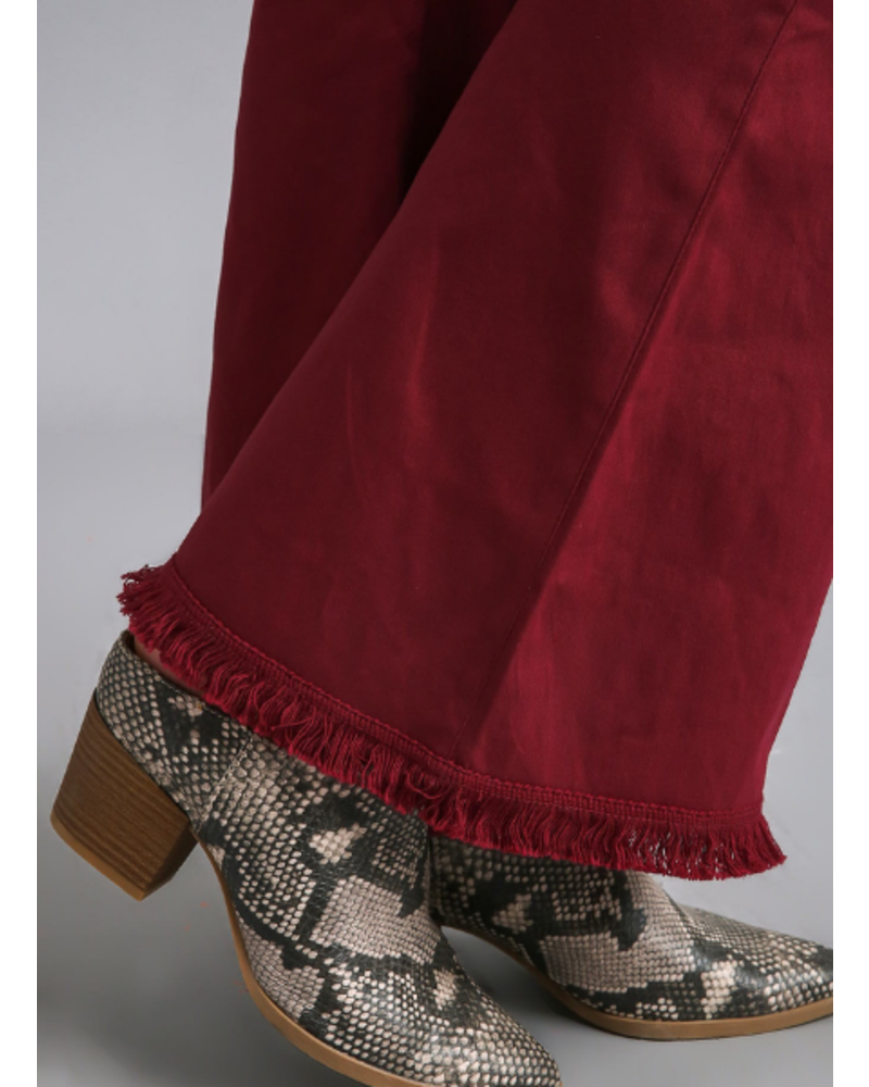 Bell Bottom Flare Pants with Fringe