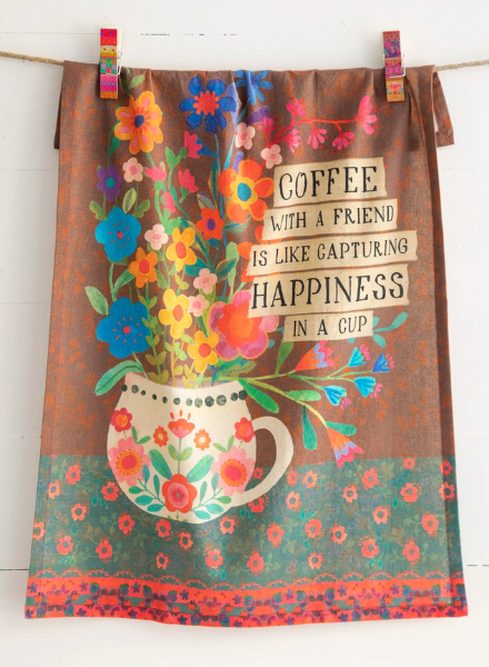 Cotton Dish Towel "Coffee with a Friend"