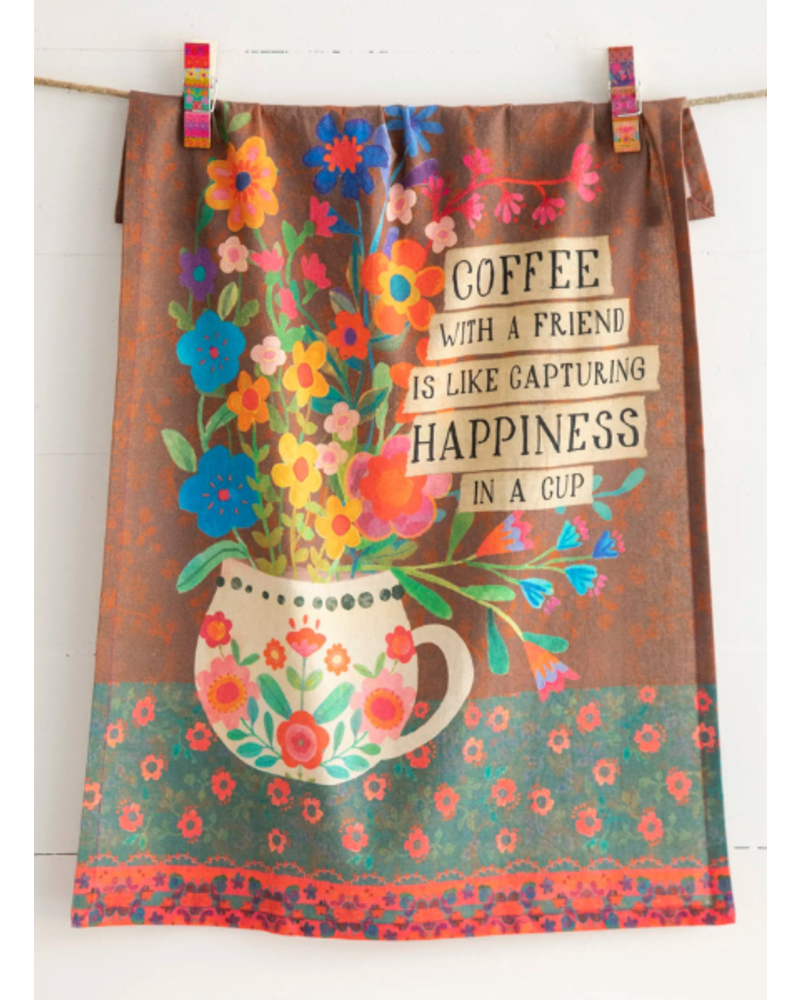 Cotton Dish Towel "Coffee with a Friend"