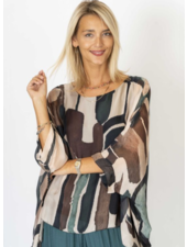 Silk Kimono with Abstract Paint Print