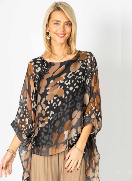 Animal Print Silk Blouse