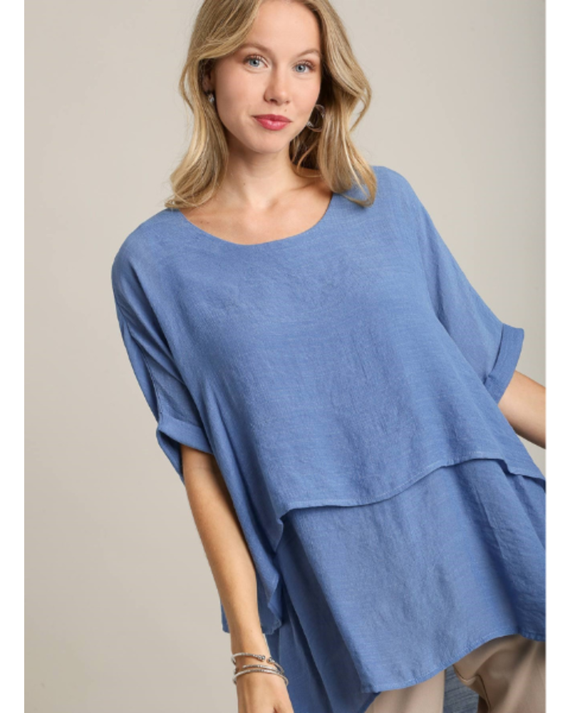 Breezy Cuffed Sleeve Layered Tunic