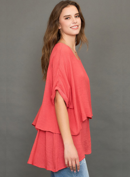 Breezy Cuffed Sleeve Layered Tunic
