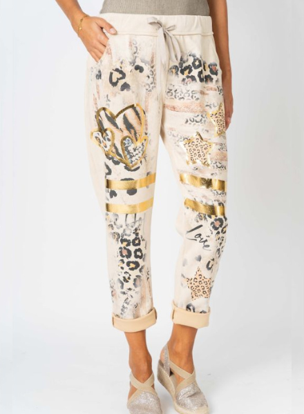 Suede Pant with Animal Print