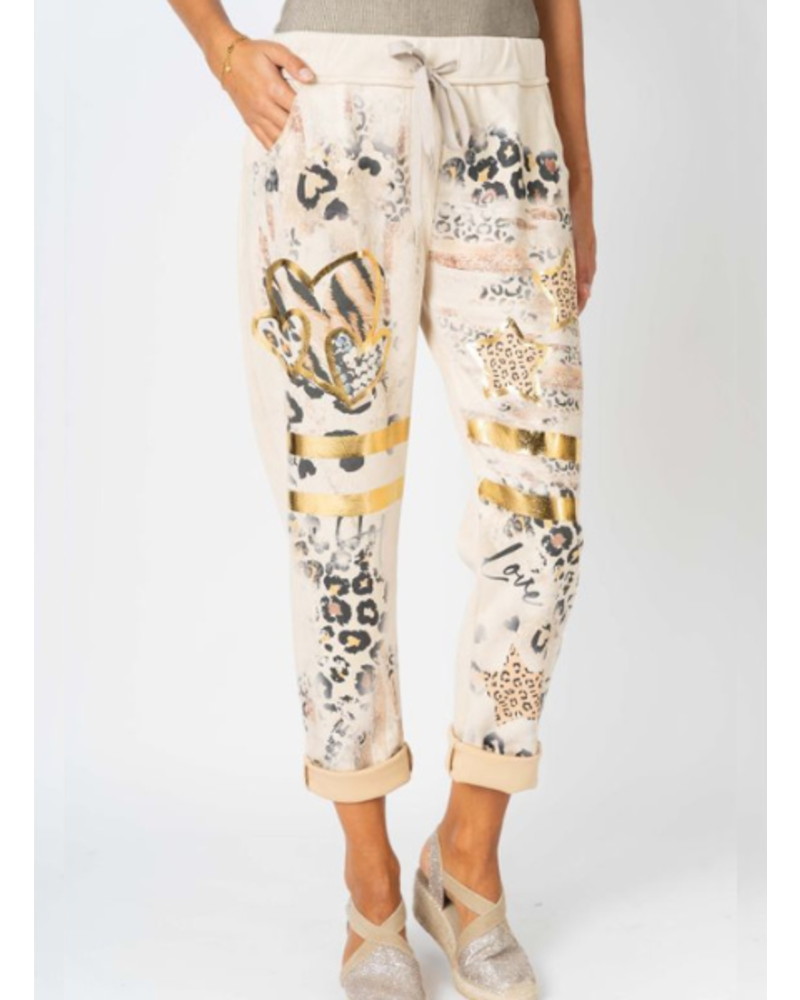 Suede Pant with Animal Print