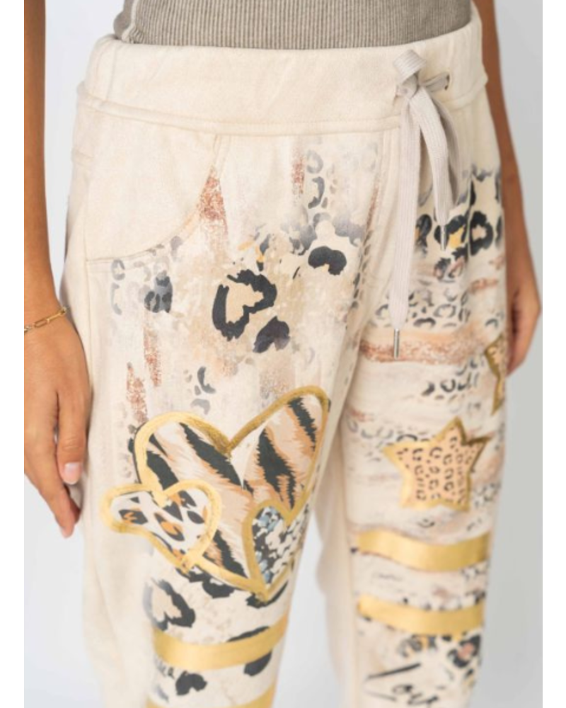 Suede Pant with Animal Print