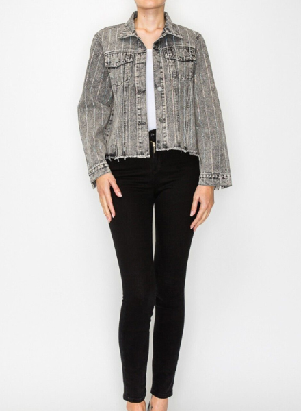 Rhinestone Stripe Jean Jacket (more colors)