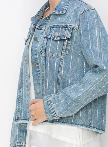 Rhinestone Stripe Jean Jacket (more colors)