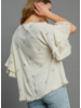 Embroidered Bows Ruffle Sleeve Top