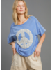 Peace Sign Patch Short Sleeve Sweatshirt