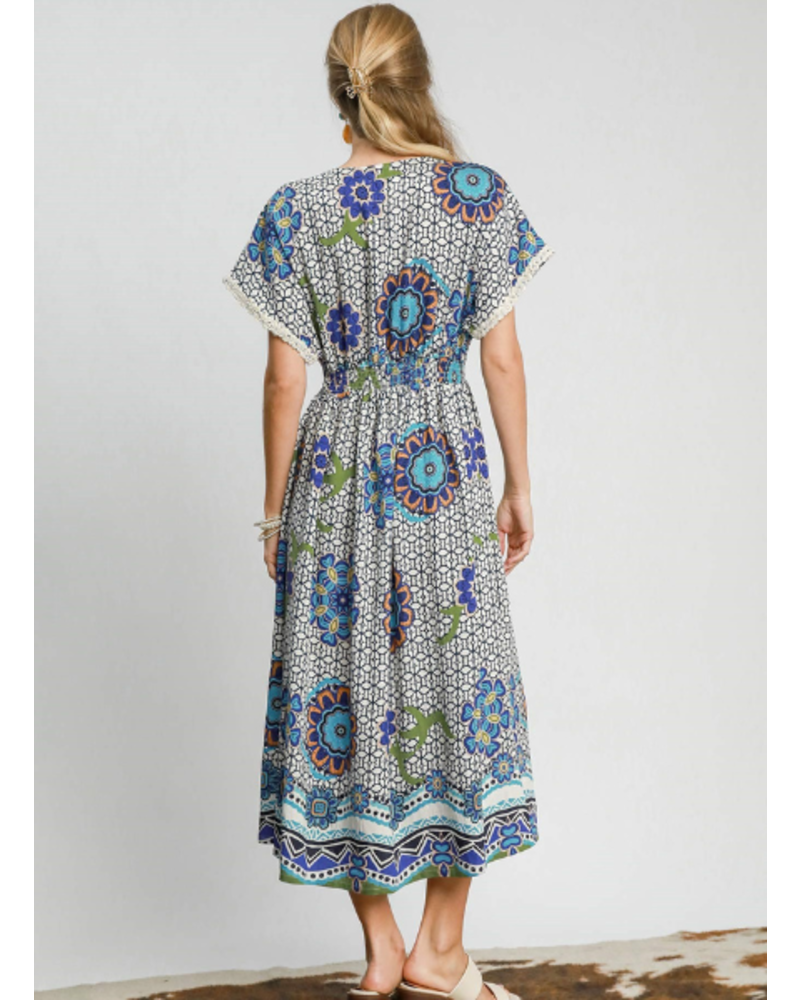 Mixed Print Maxi Dress