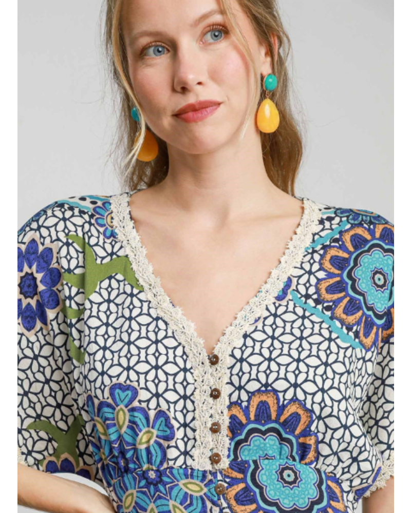 Mixed Print Maxi Dress