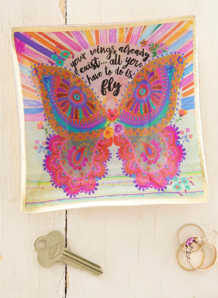 Butterfly Glass Trinket Tray