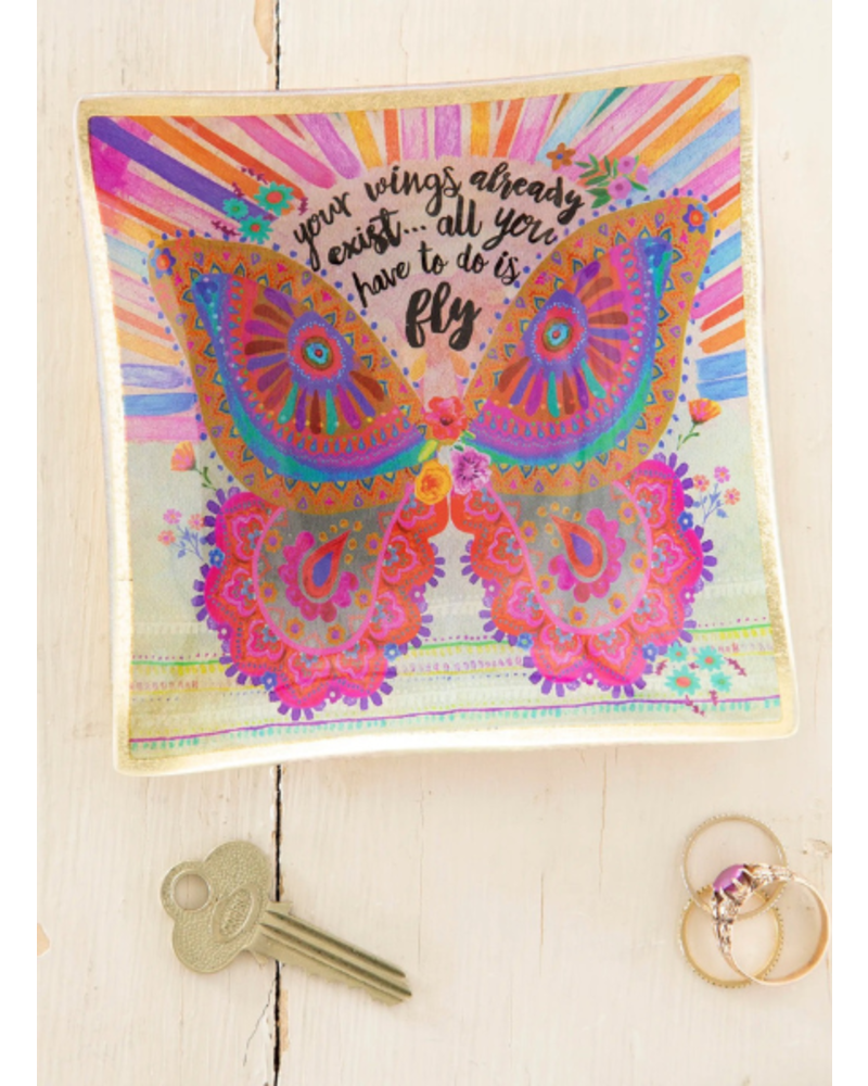 Butterfly Glass Trinket Tray