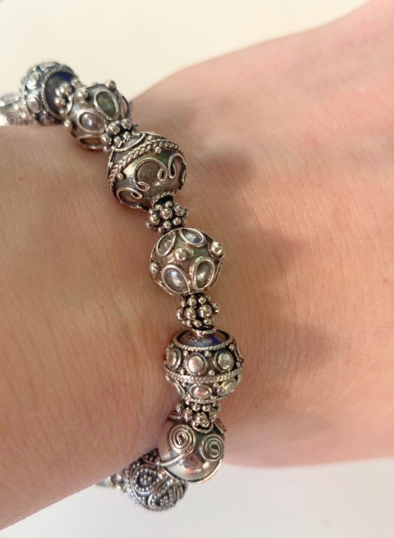 Out Of The Fire Bali Sterling Silver Beaded Bracelet