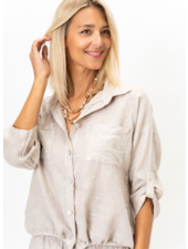 Linen Sequin Pocket Top