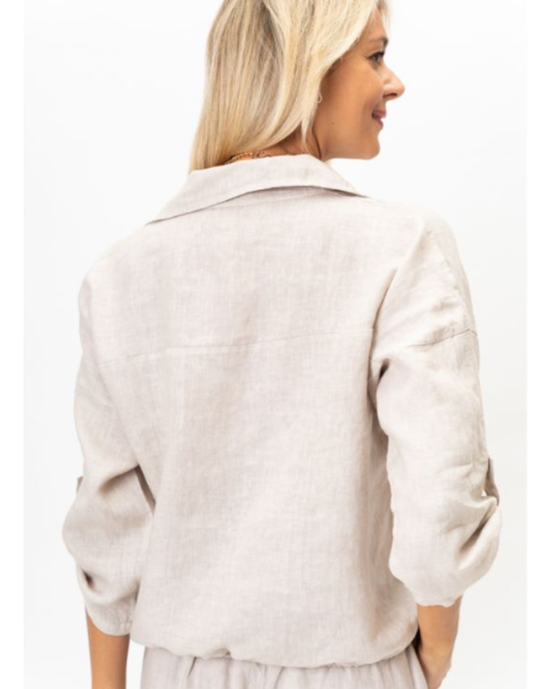 Linen Sequin Pocket Top