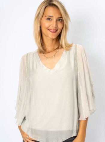 Silk Wide Sleeve Blouse
