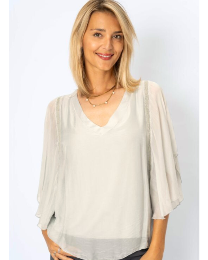 Flutter Sleeve Silk Blouse