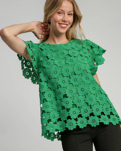3D flower ruffle tops sheller 新品 3D flower ruffle tops – shéller / シェリエ