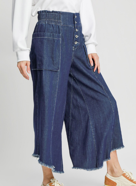 Wide Legged Cropped Denim Pants - Trader Rick's for the