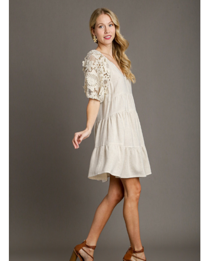 3D Floral Lace Sleeve Dress