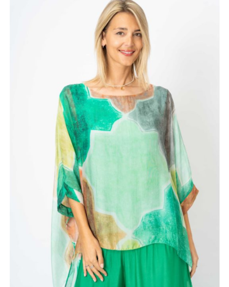 Mosaic Print Silk Blouse